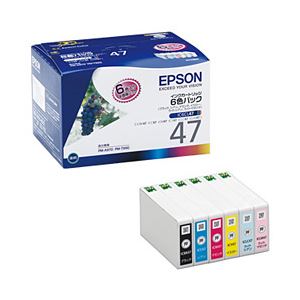 【純正品】 エプソン（EPSON） インクカートリッジ 6色セット 型番：IC6CL47 単位：1箱（6色） - 拡大画像