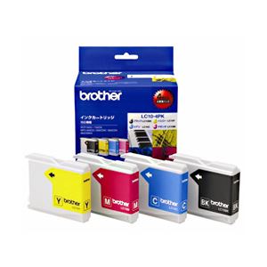 【純正品】 ブラザー工業（BROTHER） インクカートリッジ 4色セット 型番：LC10-4PK 単位：1箱（4色セット） - 拡大画像