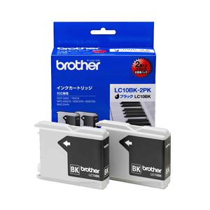 【純正品】 ブラザー工業（BROTHER） インクカートリッジ ブラック 型番：LC10BK-2PK 単位：1箱（2個入） - 拡大画像