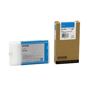 【純正品】 エプソン（EPSON） インクカートリッジ シアン 型番：ICC39A 単位：1個 - 拡大画像