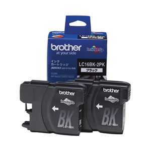 【純正品】 ブラザー工業（BROTHER） インクカートリッジ ブラック大容量 型番：LC16BK-2PK 単位：1箱（2個入） - 拡大画像