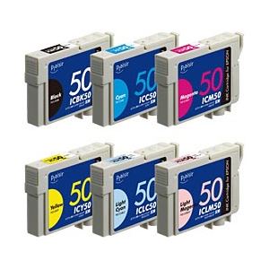 エプソン（EPSON） インクカートリッジ 6色セット 汎用 IC6CL50対応 単位：1箱（6色セット）