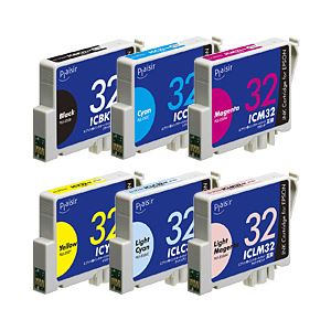 エプソン（EPSON） インクカートリッジ 6色セット 汎用 IC6CL32対応 単位：1箱（6色セット） - 拡大画像