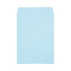 パステルカラー封筒 角形2号 〒枠なし ブルー 1箱（500枚） - 拡大画像