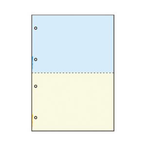 ヒサゴ FSC森林認証紙マルチプリンタ帳票（A4） 2面 青・黄 4穴 1箱（1200シート） - 拡大画像