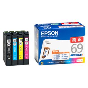 【純正品】 エプソン（EPSON）対応 インクカートリッジ 4色セット 1箱（4色セット） 型番：IC4CL69 - 拡大画像