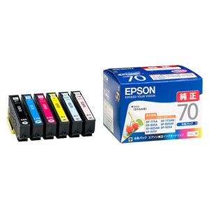 【純正品】 エプソン（EPSON）対応 インクカートリッジ 6色セット 1箱（6色セット） 型番：IC6CL70 - 拡大画像