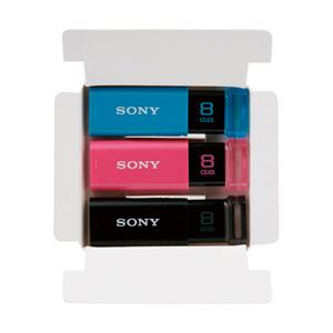 ソニー ポケットビットTシリーズ 3色パック 8GB 3個入 型番：USM8GU 3C - 拡大画像