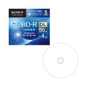 SONY（ソニー） 録画用BD-R ダブルレイヤー 360分 ホワイトレーベル（1回録画用） 個別ケース 1パック（5枚入） 型番：5BNR2VGPS4 5BNR2VGPS4