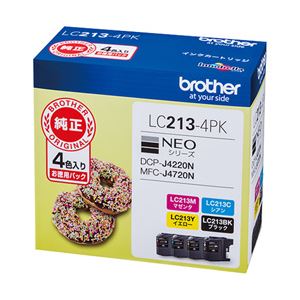 ブラザー インクカートリッジ 4色パック 型番：LC213-4PK 単位：1箱（4色パック） LC213-4PK - 拡大画像