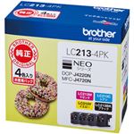 ブラザー インクカートリッジ 4色パック 型番：LC213-4PK 単位：1箱（4色パック） LC213-4PK