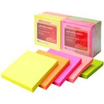 オフィス・デポ オリジナル 粘着メモ エコノミーパック ノート ネオン 7.6×7.6cm 1パック／12冊 1箱（18パック） 981473-ハコ