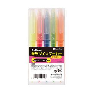 （業務用セット） ツイン蛍光ペン 5色セット 【×10セット】 - 拡大画像