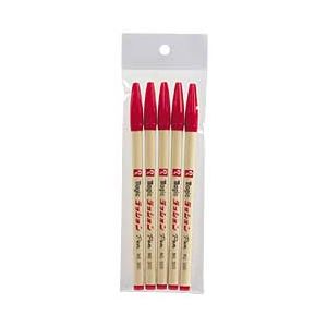（業務用セット） 寺西化学工業 ラッションペン 5本パック インク色：赤  【×20セット】 - 拡大画像
