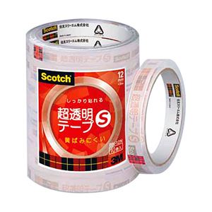（業務用セット） スコッチ 超透明テープS パック売 （1.2cm×35m） BK-12N 1パック（10巻） 【×5セット】 - 拡大画像