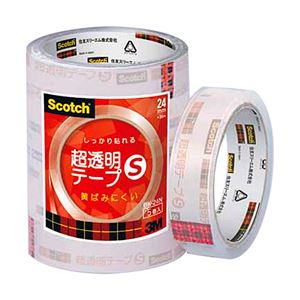 （業務用セット） スコッチ 超透明テープS　パック売 （2.4cm×35m） BK-24N 1パック（5巻） 【×5セット】 - 拡大画像