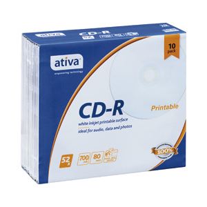 （業務用セット） ativa CD-R 700MB ホワイトレーベル 個別ケース 10枚入 【×5セット】 - 拡大画像