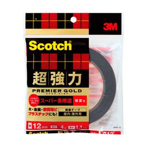 （業務用セット） スコッチ 超強力両面テープ プレミアゴールドスーパー多用途（粗面用） 1巻 型番：SPR-12 【×5セット】 - 拡大画像