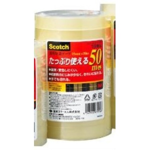 （業務用セット） スコッチ 透明粘着テープ（大巻） 10巻入 （1.5cm×50m） 【×5セット】 - 拡大画像