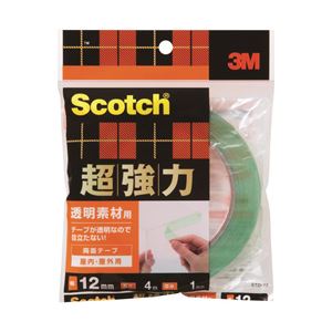 （業務用セット） スコッチ 超強力両面テープ 超強力・透明素材用 1巻 型番：STD-12 【×5セット】 - 拡大画像