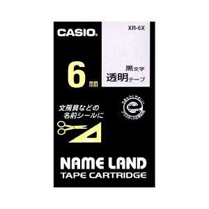 （業務用セット） カシオ（CASIO） ネームランド エコテープカートリッジ 透明に黒文字 6mm 【×5セット】 - 拡大画像