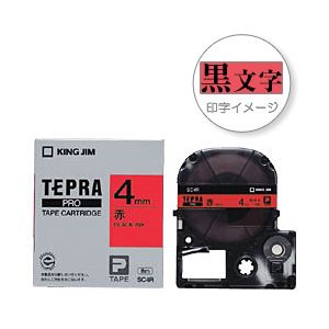 （業務用セット） 「テプラ」PROシリーズテープ スタンダード パステル 赤に黒文字 4mm 【×5セット】 - 拡大画像
