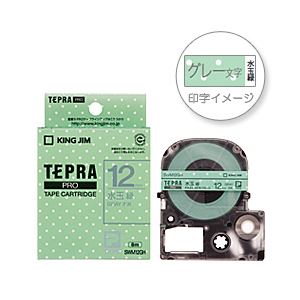 （業務用セット） 「テプラ」PROシリーズテープ ソフト 模様ラベル 水玉緑にグレー文字 12mm 【×5セット】 - 拡大画像