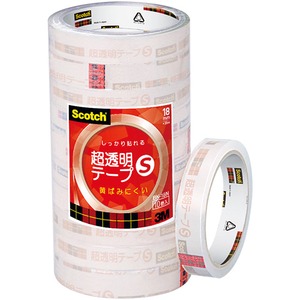 （業務用セット） スコッチ 超透明テープS パック売 （1.8cm×35m） BK-18N 1パック（10巻） 【×5セット】 - 拡大画像
