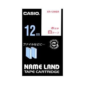 （業務用セット） カシオ（CASIO） ネームランド エコテープカートリッジ 白に赤文字 12mm  【×10セット】 - 拡大画像