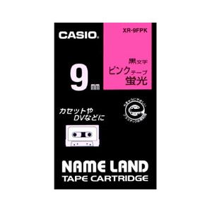 （業務用セット） カシオ（CASIO） ネームランド エコテープカートリッジ 蛍光ピンクに黒文字 9mm  【×10セット】 - 拡大画像