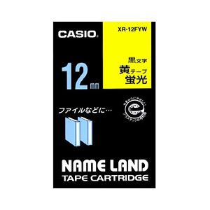 （業務用セット） カシオ（CASIO） ネームランド エコテープカートリッジ 蛍光イエローに黒文字 12mm  【×10セット】 - 拡大画像
