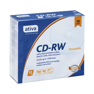 （業務用セット） ativa CD-RW 700MB ホワイトレーベル 個別ケース 10枚入 【×3セット】 - 拡大画像