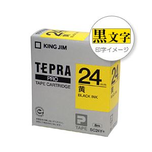 （業務用セット） 「テプラ」PROシリーズテープ スタンダード パステル 黄に黒文字 24mm  【×5セット】 - 拡大画像