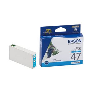 （業務用セット） エプソン（EPSON） インクカートリッジ シアン 型番：ICC47 単位：1個 【×3セット】 - 拡大画像