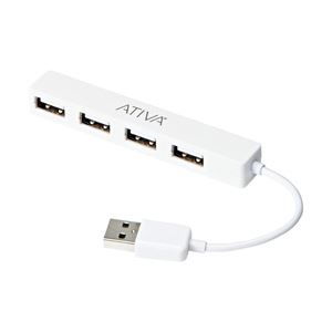 オフィスデポ オリジナル ATIVA USB4ポートHub 色：ホワイト 1個