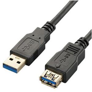 （まとめ）エレコム USB3.0延長ケーブル(A-A) ブラック 1本 USB3-E20BK【×3セット】