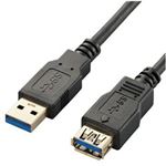 （まとめ）エレコム USB3.0延長ケーブル(A-A) ブラック 1本 USB3-E20BK【×3セット】