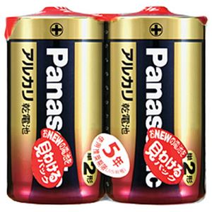（まとめ）パナソニック アルカリ乾電池 単2形 1パック(2本)【×10セット】