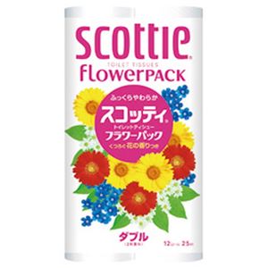 （まとめ）クレシア スコッティ トイレットティシュー ダブル 11.4cm×25m 芯径:39mm 直径:98mm 1パック(12ロール)【×10セット】