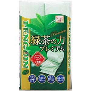 （まとめ）丸富製紙 ペンギンティーフラボン緑茶の力 トリプル(3枚重ね) 1パック(12ロール)【×10セット】