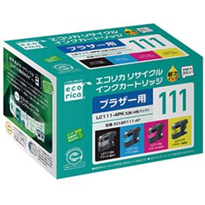 （まとめ）エコリカ リサイクルインクカートリッジ (ブラザー LC111-4PK互換) 4色パック 1箱(4色)【×2セット】