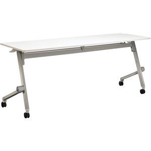 テーブル QL-1860R-W 天板：ホワイト／本体：シルバー - 拡大画像