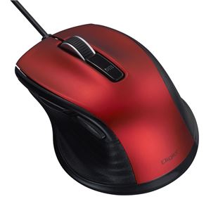 Digio2 小型有線BlueLEDマウス 静音／5ボタン UKF142 レッド MUS-UKF142R