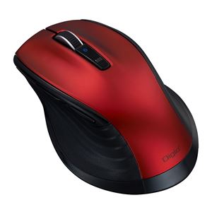Digio2 大型BluetoothブルーLEDマウス F_Line 静音／5ボタン BKF149 レッド MUS-BKF149R