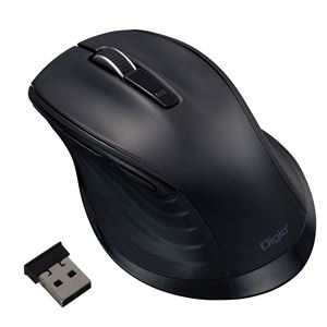 Digio2 大型無線BlueLEDマウス F_Line 静音／5ボタン RKF147 ブラック MUS-RKF147BK