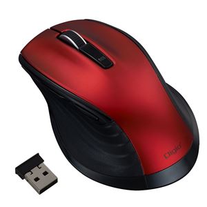Digio2 大型無線BlueLEDマウス F_Line 静音／5ボタン RKF147 レッド MUS-RKF147R