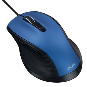 Digio2 大型有線BlueLEDマウス F_Line 静音／5ボタン UKF148 ブルー MUS-UKF148BL