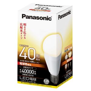 Panasonic(パナソニック) EVERLEDS LED電球 一般電球形 広配光タイプ 全光束485lm LDA7LGK40W 1個