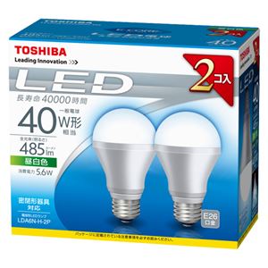 東芝 E-CORE LED電球 一般電球形 下方向タイプ 全光束485lm LDA6N／H-2P 2個