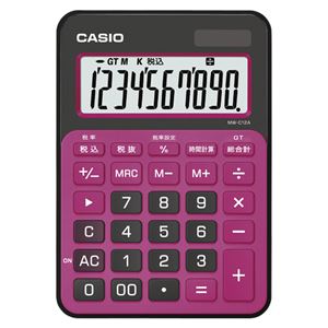 （業務用セット） カシオ カラフル電卓 ミニジャストサイズ MW-C12A-BR-N ベリーピンク 1台入 【×2セット】 - 拡大画像
